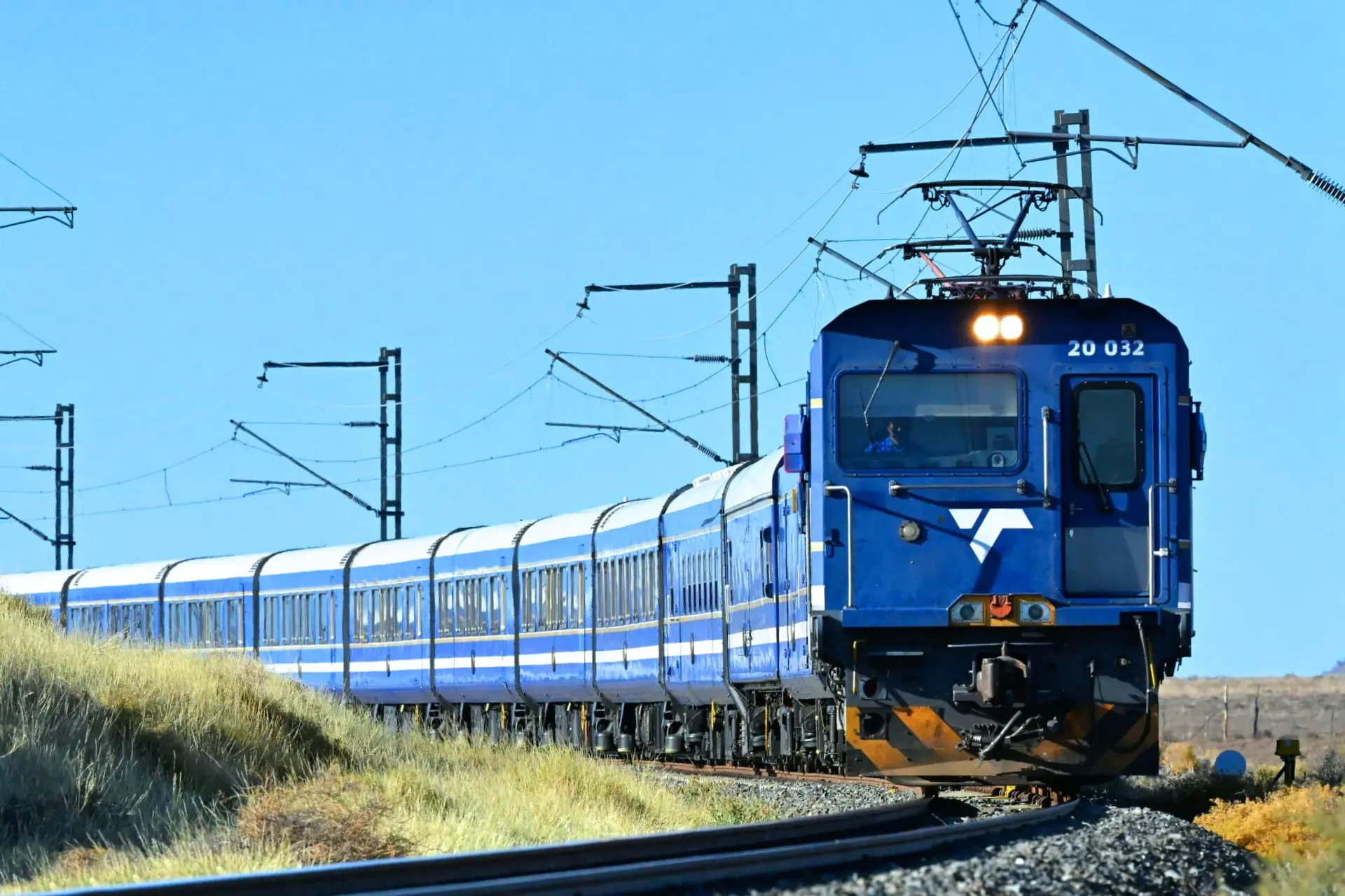 The Blue Train traveling along the coastline